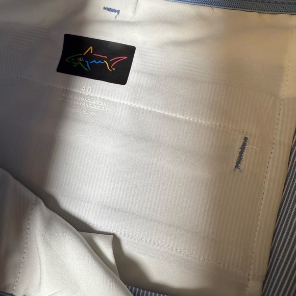 Greg Norman Performance Stretch Shorts Size 40 Blue Pinstripe - Picture 3 of 6